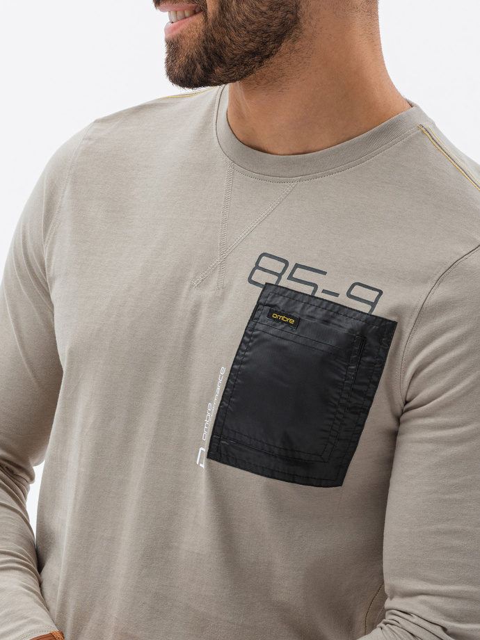 Longsleeve męski z kieszonką - szary V2 L130