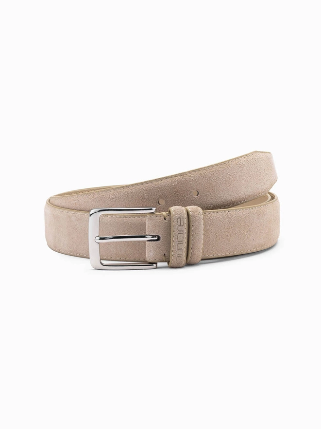 Unicolored men's belt in natural suede - beige V2 OU-ACBE-0113