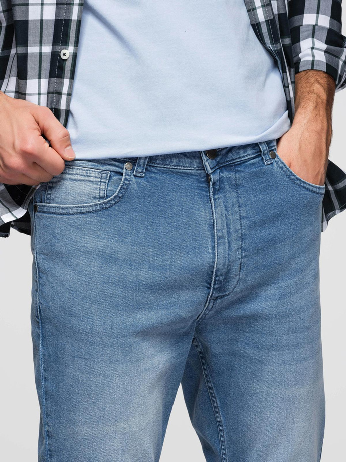 CARROT men's denim pants with rubbing - light blue V1 OM-PADP-0253