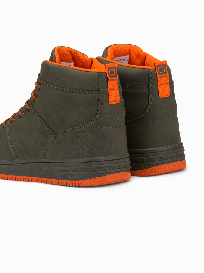 Buty męskie ocieplane sneakersy za kostkę - zielone V4 OM-FOSH-0123