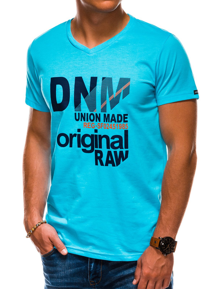 Men's printed t-shirt - turquoise S1042