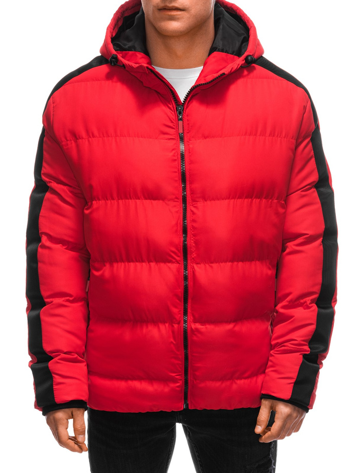 Men's quilted winter jacket - red V2 EM-JAHP-0101