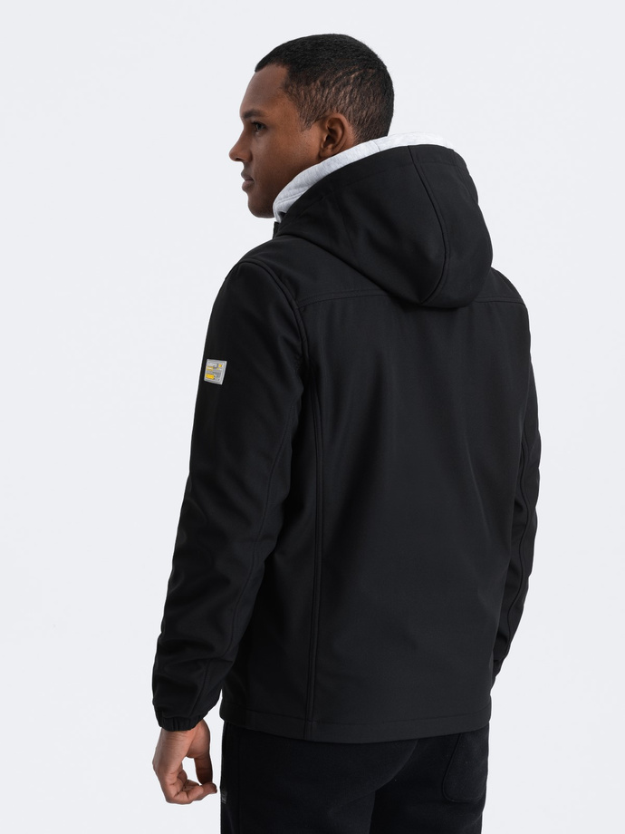 Men's SOFTSHELL jacket with fleece center - black V2 OM-JANP-0137