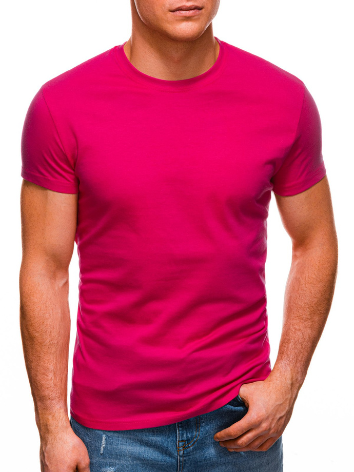 T-shirt męski basic S970 - ciemnoróżowy