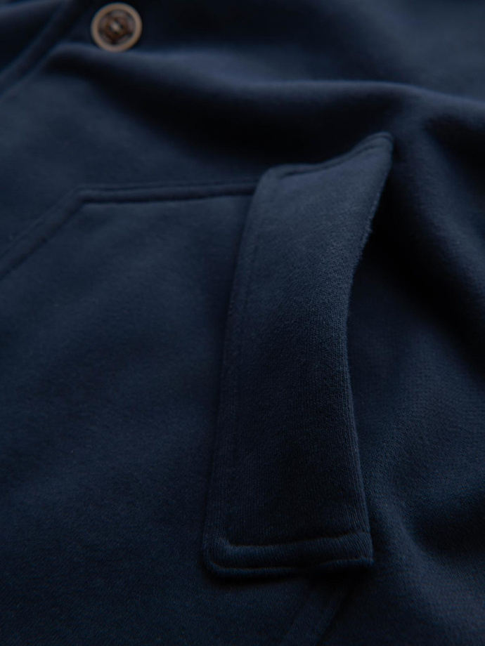 Men's button-down sweatshirt with collar - navy blue V4 OM-SSZP-0240