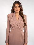 Elegant women's mini dress with heart neckline and long sleeves BLAISE DLR168 - beige