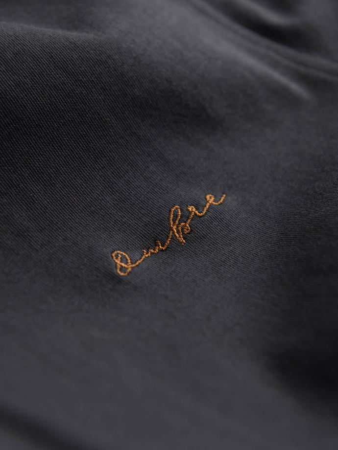 Męska bawełniana koszula REGULAR z dzianiny single jersey - grafitowa V6 OM-SHCS-0138