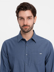 Men's cotton shirt with pocket REGULAR FIT - blue V3 OM-SHCS-0147