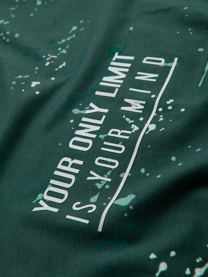 Męski t-shirt z nadrukiem i okrągłym dekoltem – zielony V3 OM-TSFP-0187