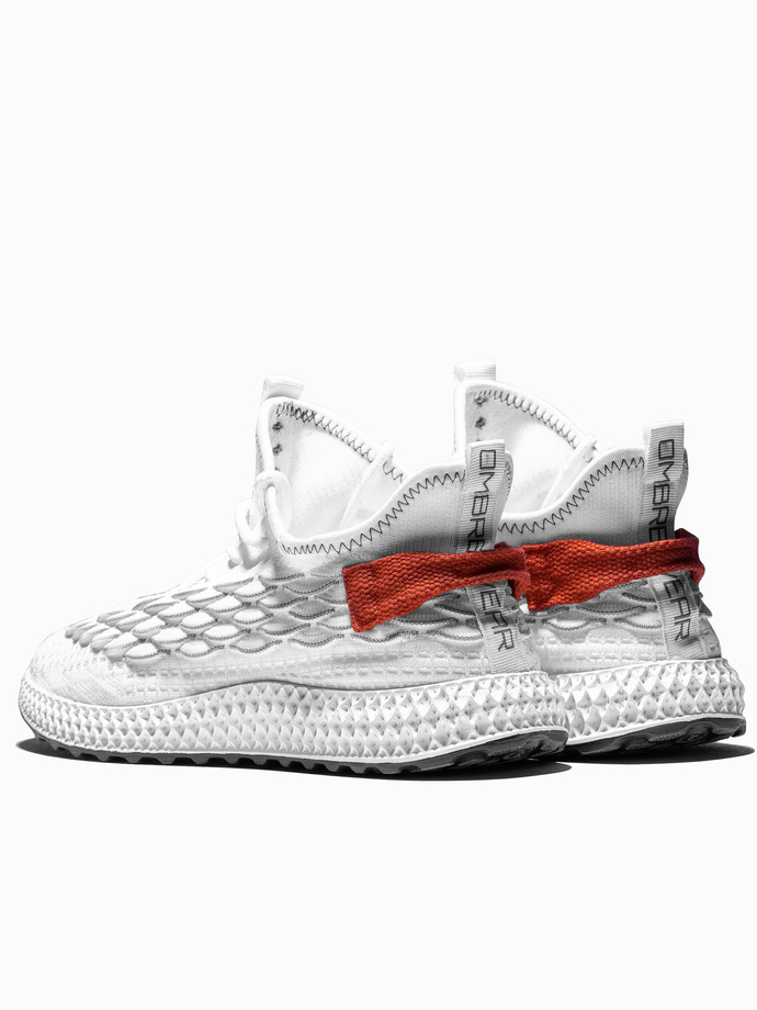 Lekkie buty męskie sneakersy sznurowane - białe V2 OM-FOKS-0141