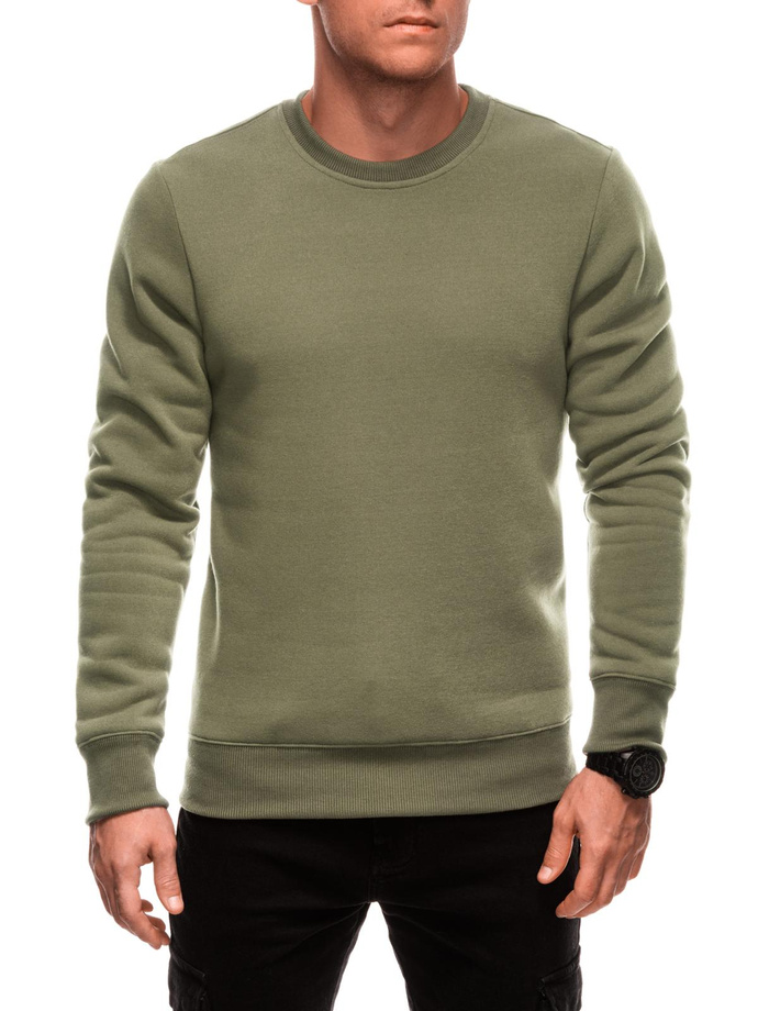 BASIC men's uniform round neck sweatshirt - dark olive green V2 EM-SSBN-0100