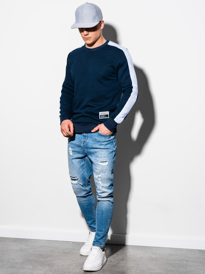 Bluza męska bez kaptura OM-SSNZ-22FW-010 - V2 granatowa