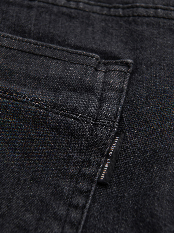 Men's denim pants with REGULAR FIT rubbing - black V2 OM-PADP-0241