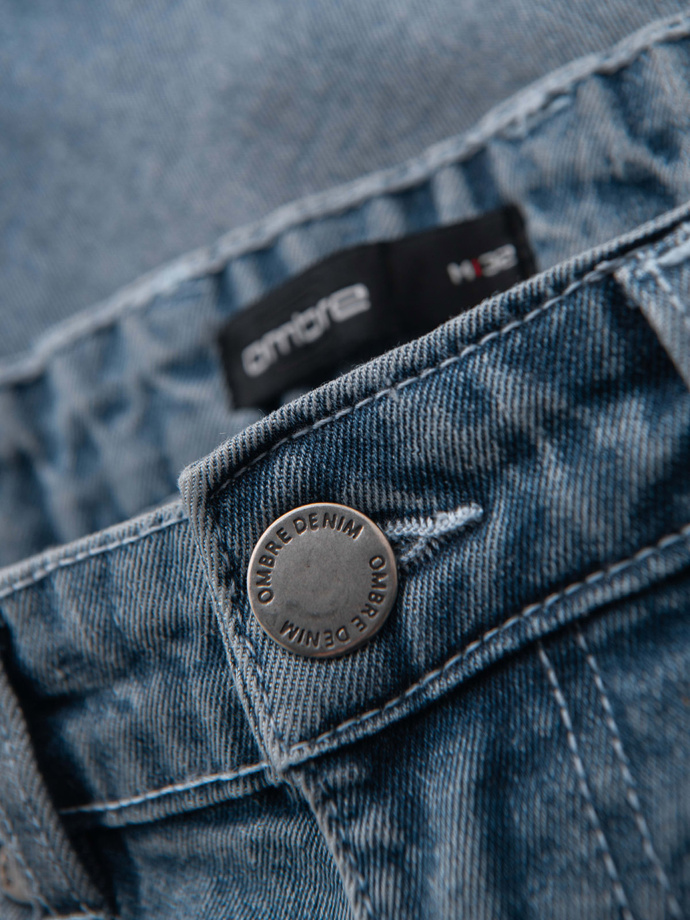 Men's denim shorts with rolled up leg - light blue V1 OM-SRDS-0164