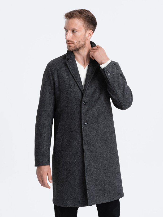 Men's lightweight single-breasted coat - graphite V5 OM-COWC-0104