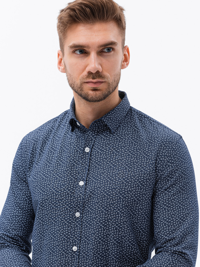 Men's shirt with long sleeves - navy K636