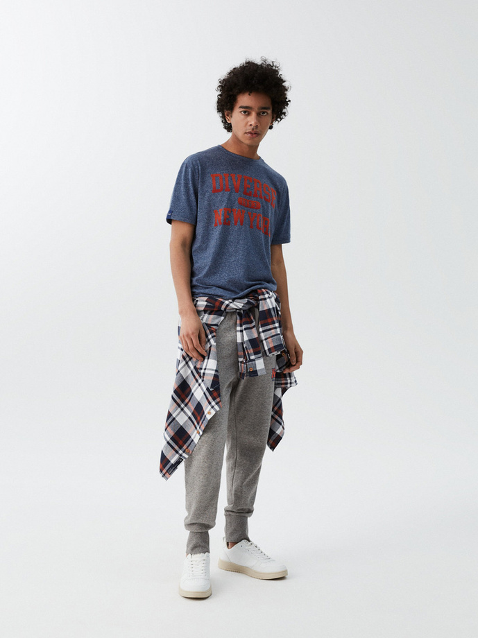 Men's printed T-shirt NY SHADE S1828 - dark blue melange