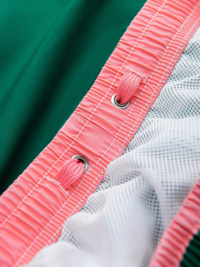 Men's two-tone ribbed swim shorts - dark green V3 OM-SRBS-0141