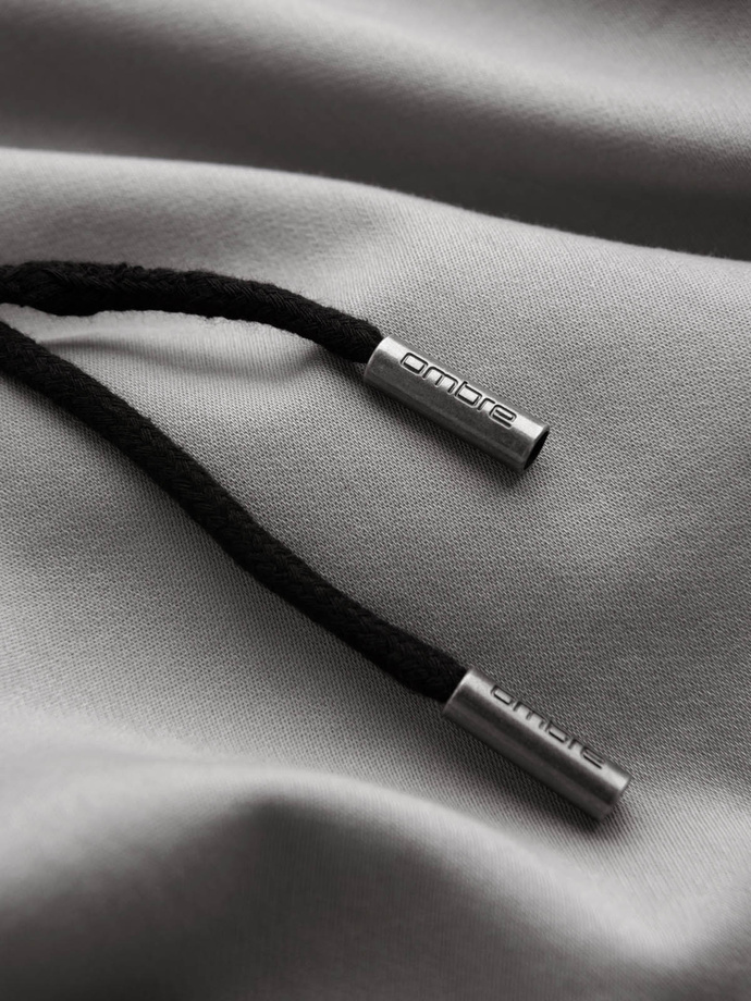 Men's knitted joggers with cargo pockets - light grey V4 OM-PAJO-0199