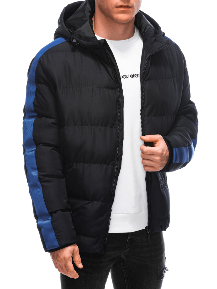 Men's quilted winter jacket - black V4 EM-JAHP-0101