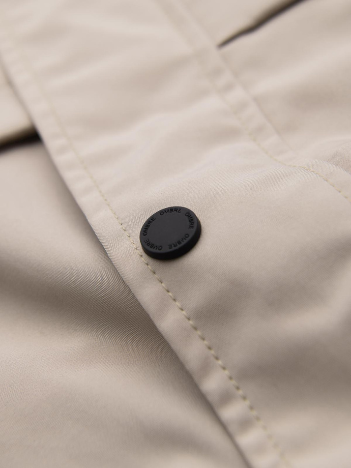 Funkcjonalna męska kurtka przejściowa z kapturem – beżowa V3 OM-JANP-0225