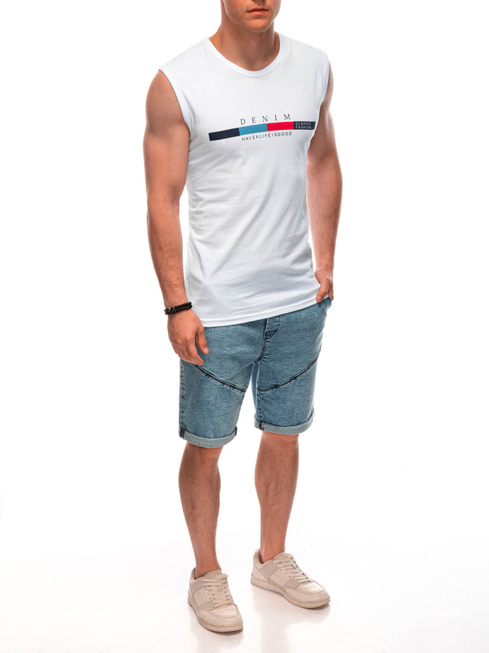 Men's printed tank top S1955 - white