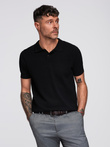 Men's cotton structured knit polo shirt - black V5 OM-POSS-0117