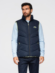 Men's quilted sleeveless jacket with neon accents - navy blue V3 OM-JAVJ-0210