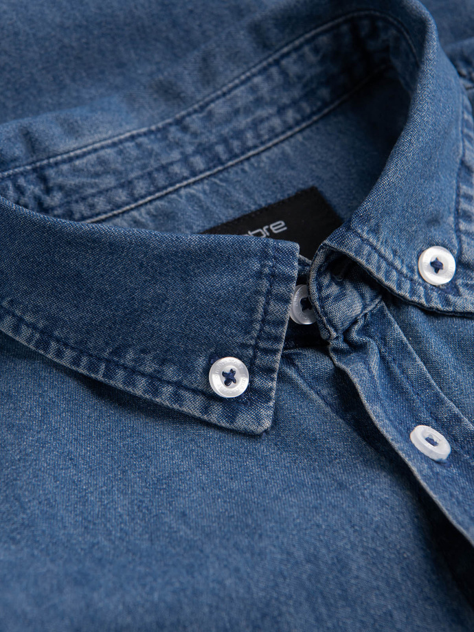 Classic men's SLIM denim shirt - blue OM-SHDS-0116