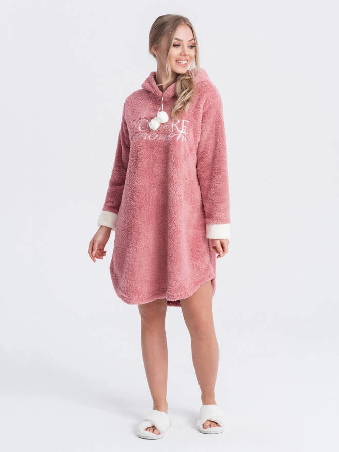 Piżama damska koszula nocna ULR255 - różowa