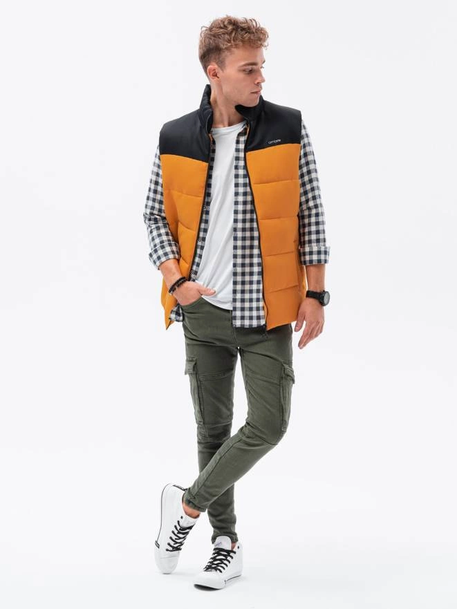 Men's quilted vest - mustard V36