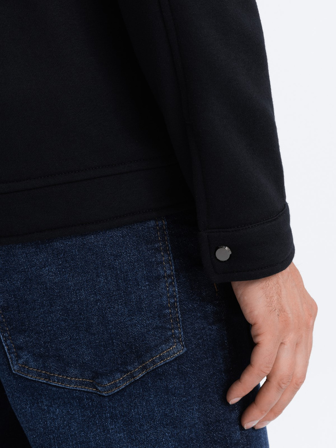 Bluza męska rozpinana ze stójką - czarna V5 OM-SSZP-22FW-005