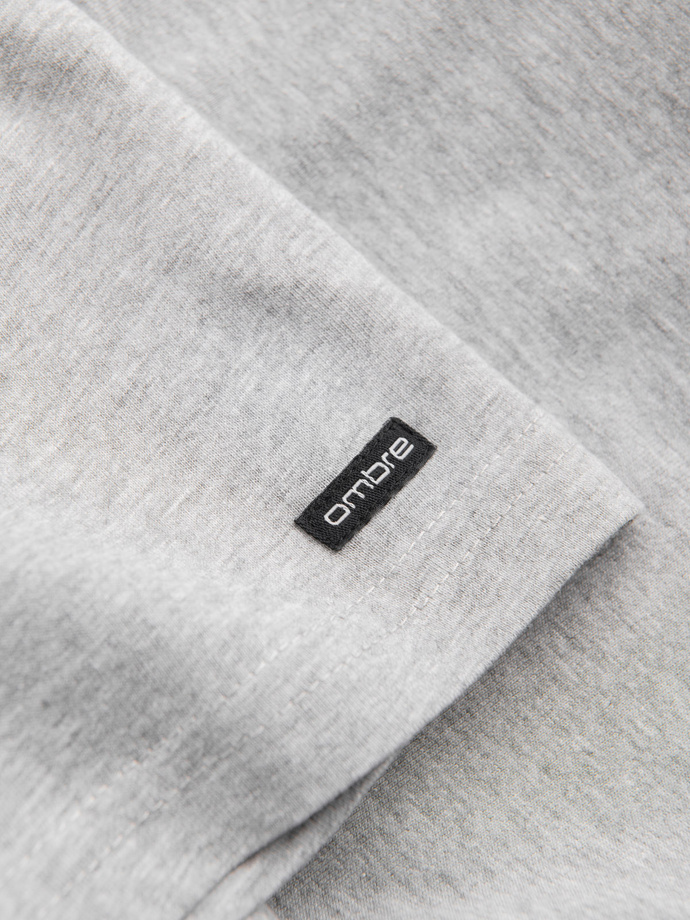 Męski longsleeve z guzikami przy dekolcie - szary melanż V8 OM-LSCL-0107