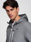 Men's lightweight sports jacket with fleece lining - gray V3 OM-JANP-0136