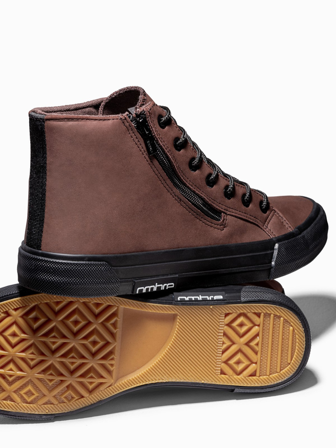 Trampki męskie sneakersy - ciemnobrązowe T352