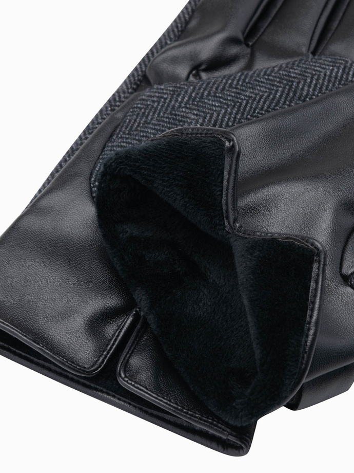 Men's elegant wool blend gloves - graphite melange V2 OM-ACGL-0111