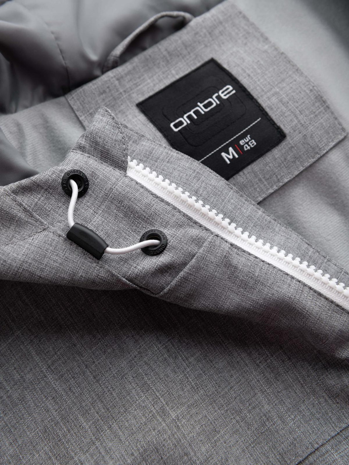 Lekka sportowa męska kurtka z polarową podszewką – szara V3 OM-JANP-0136