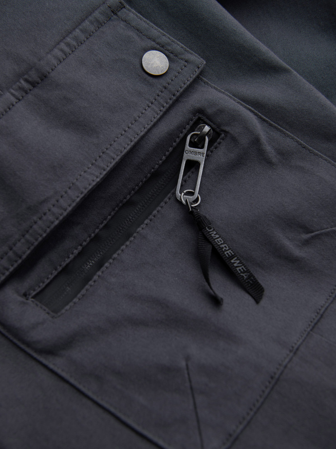 Męskie spodnie JOGGERY z zapinanymi kieszeniami cargo - grafitowe V3 OM-PAJO-0125