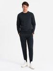 BASIC men's cotton sweatshirt set unbuttoned sweatshirt + joggers - black V9 Z84