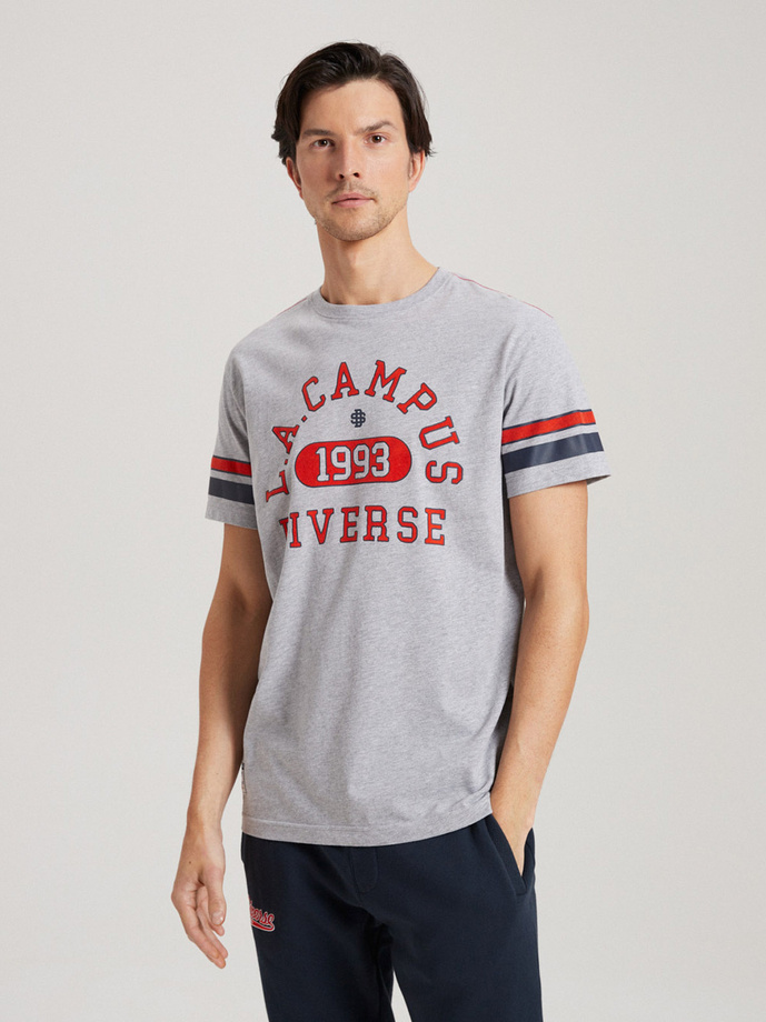 Men's printed T-shirt LA CAMPUS 01 S1814 - grey melange