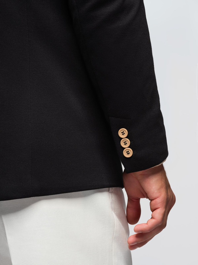 Men's knitted jacket with a fitted cut - black V5 OM-BLZB-0100