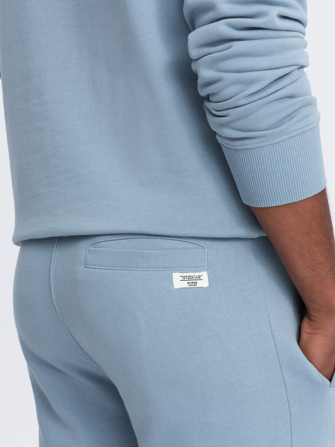 Dresowy komplet męski bluza kangurka + szorty – błękitny V7 Z75