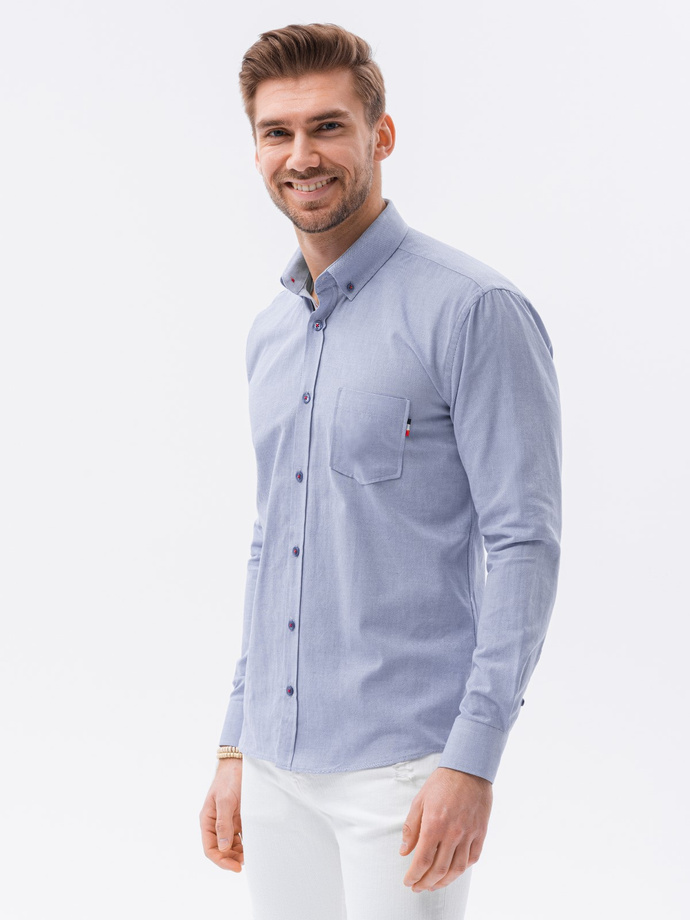 Men's shirt with long sleeves - blue K643
