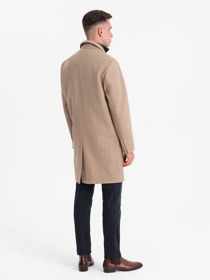 Men's lightweight single-breasted coat - beige V7 OM-COWC-0104