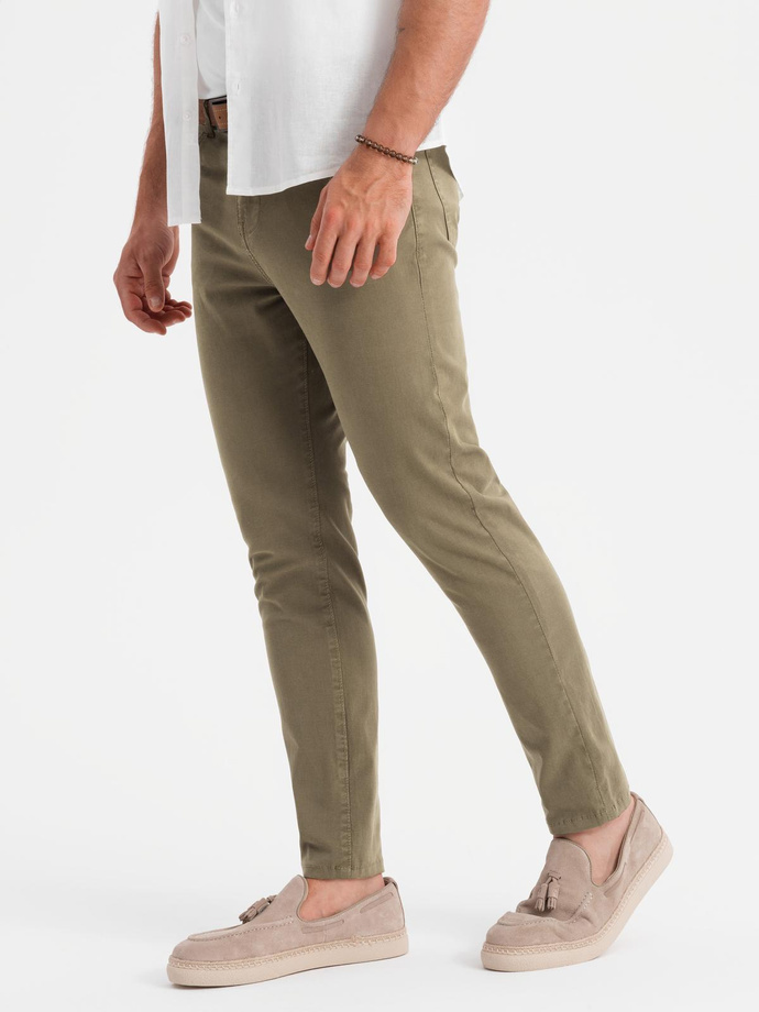 Men's tailored chino pants - olive V3 OM-PACP-0151