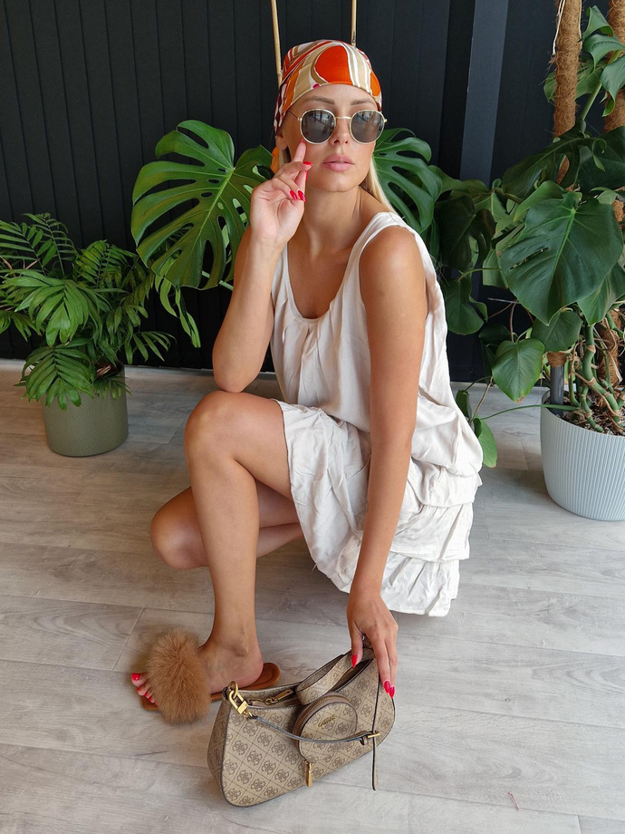 Bombshell dress with frills - DLR111 beige