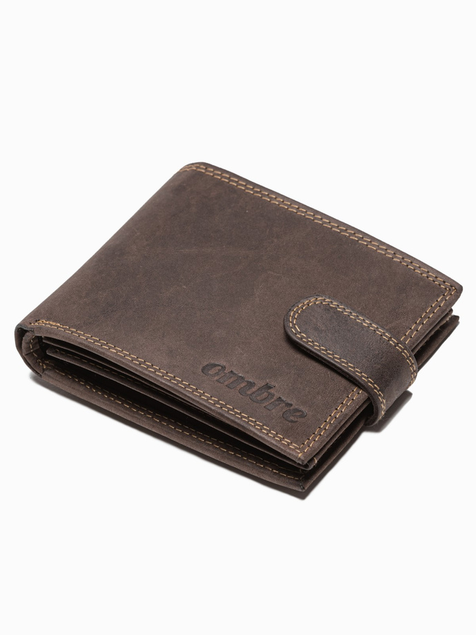 Men's leather wallet - dark brown A087