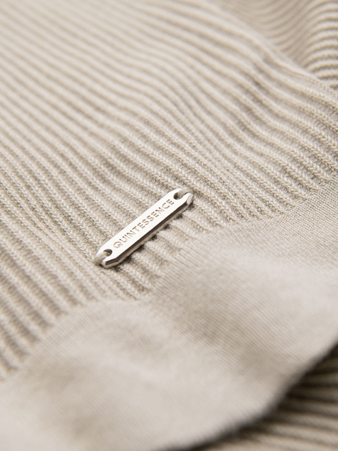 Męski t-shirt dzianinowy z guzikami przy dekolcie – jasnoszary V3 OM-TSCT-0254