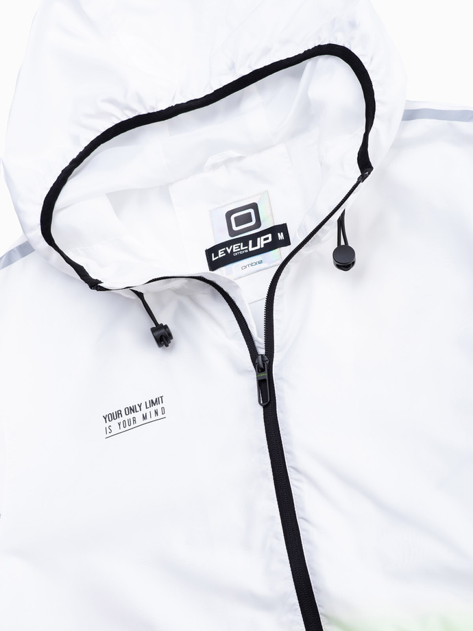 Men's sports jacket with ombre effect - white and lime green V1 OM-JANP-0104