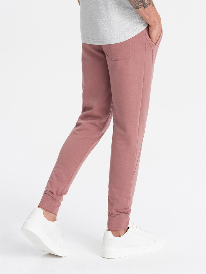 Men's BASIC cotton jogger sweatpants - dark pink V4 OM-PABS-0174